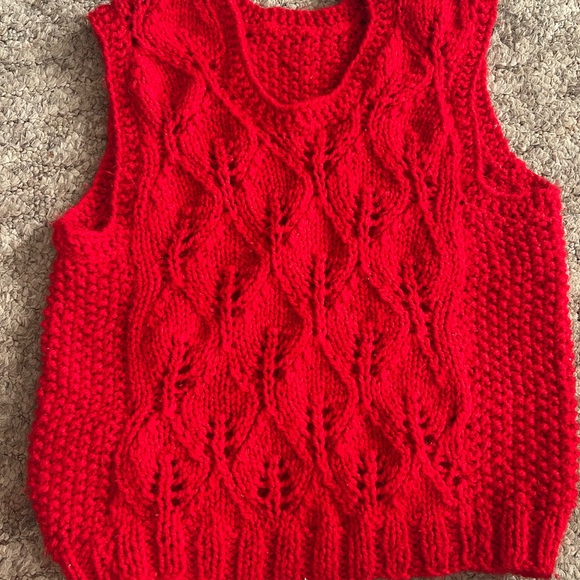 Jackets & Blazers - Red hand knitted vest